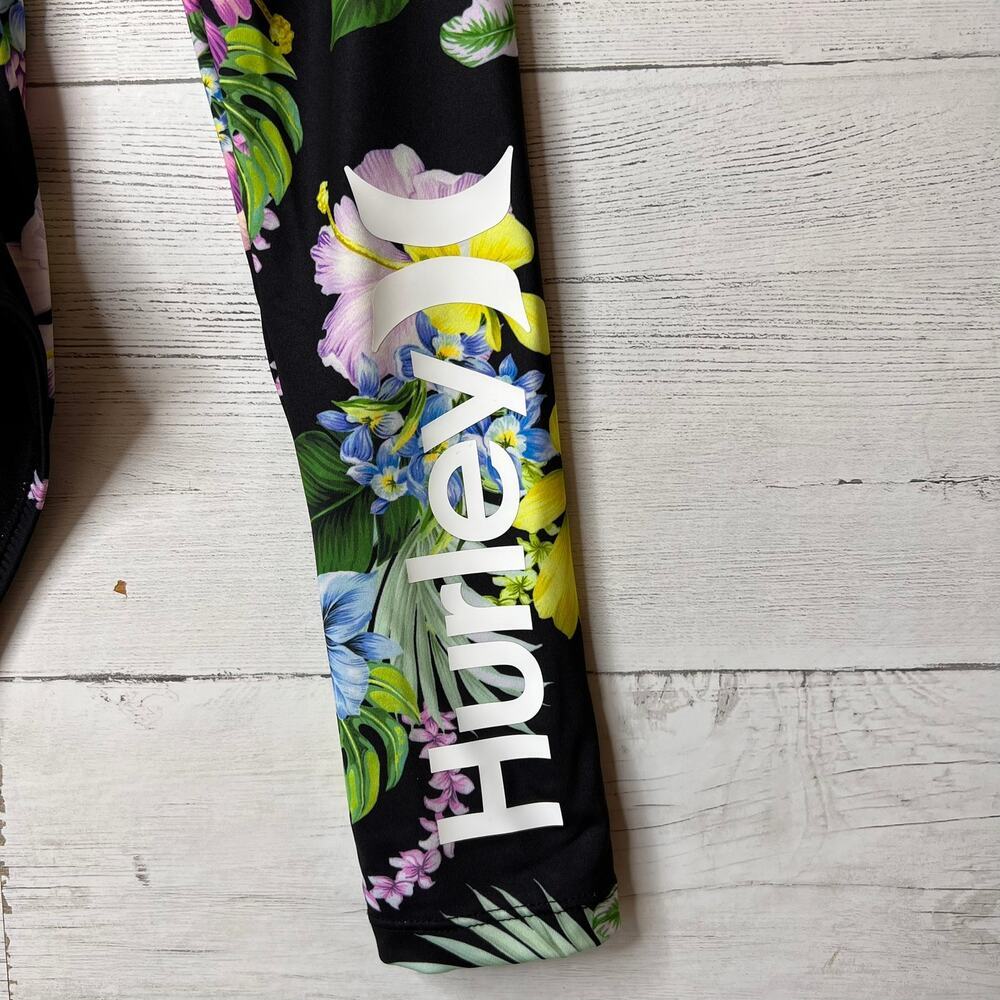 Hurley Bath Suit Womens Size Large Colorful Floral One Piece Cut Out Twist Front - Picture 5 of 16